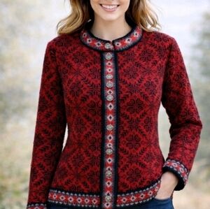 Vintage L.L. Bean Nordic Fair Isle Snowflake Cardigan